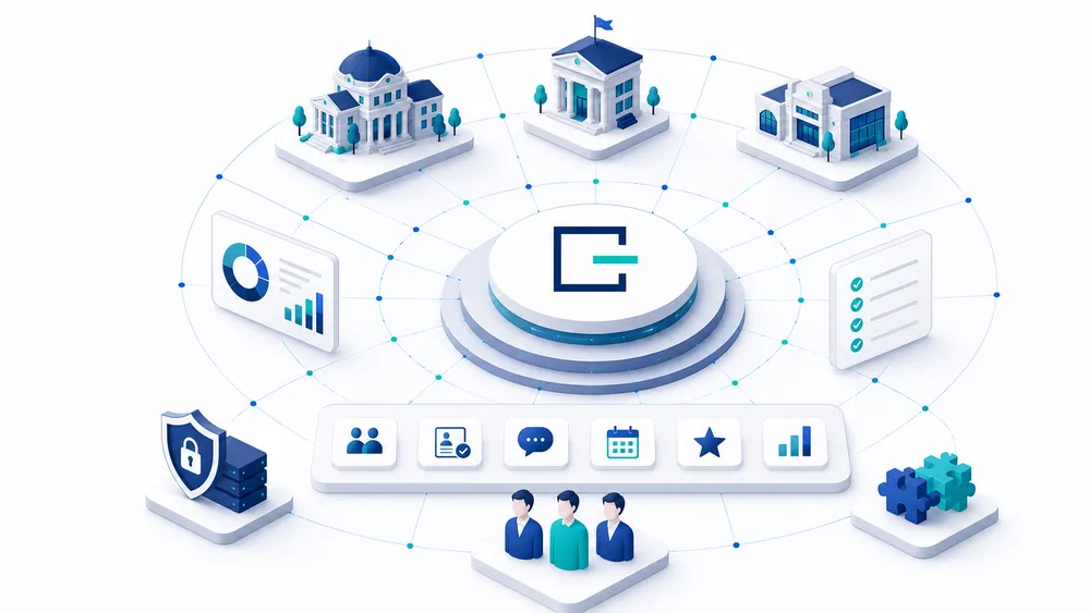 Connected institutional operations, departments, programs, faculty, analytics, and communication