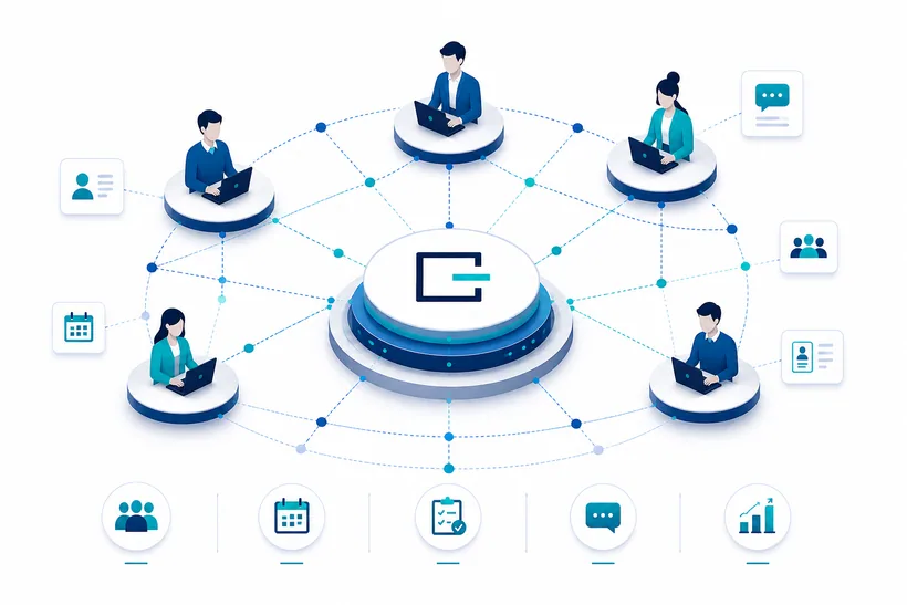 Instructional workforce members connected through a shared coordination network